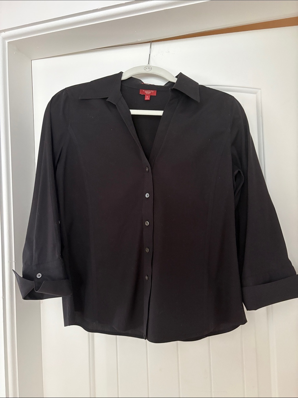 Talbots haberdashery, black wrinkle free blouse 8 petite